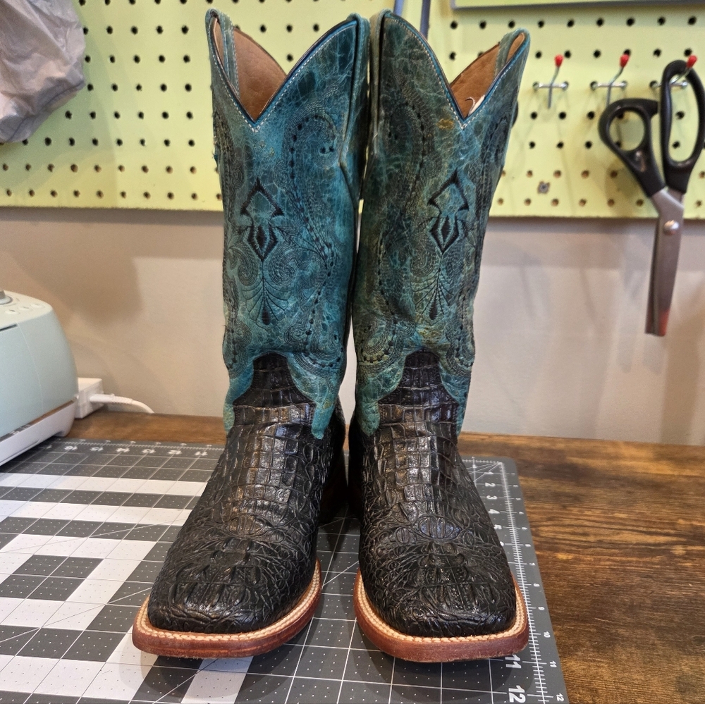 Ferrini Cowhide Exotic Leather Black Boots